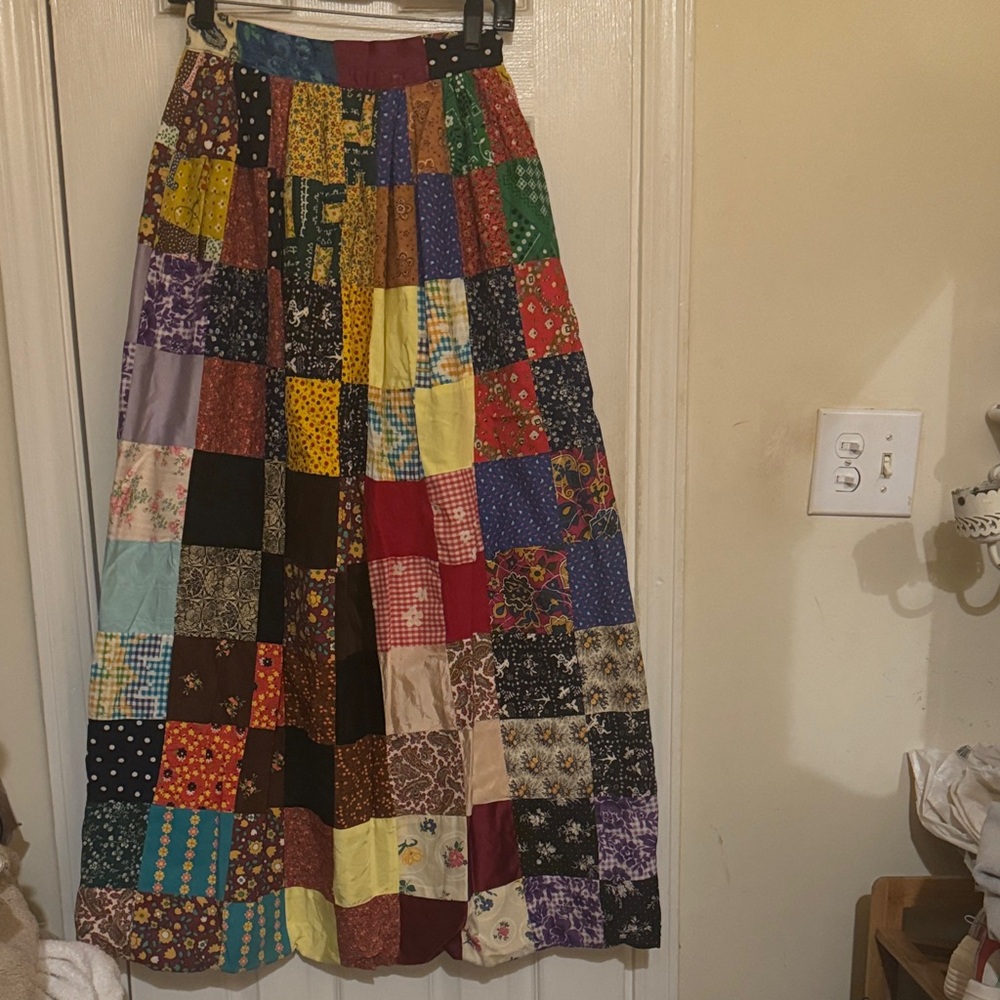 Colorful Patchwork A-Line Skirt  Vntage  handmade